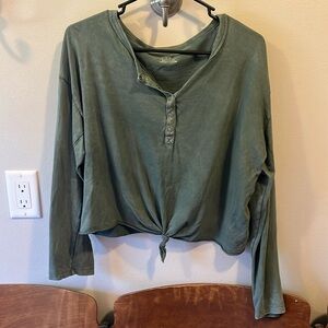 Aerie Cropped long Sleeve Shirt